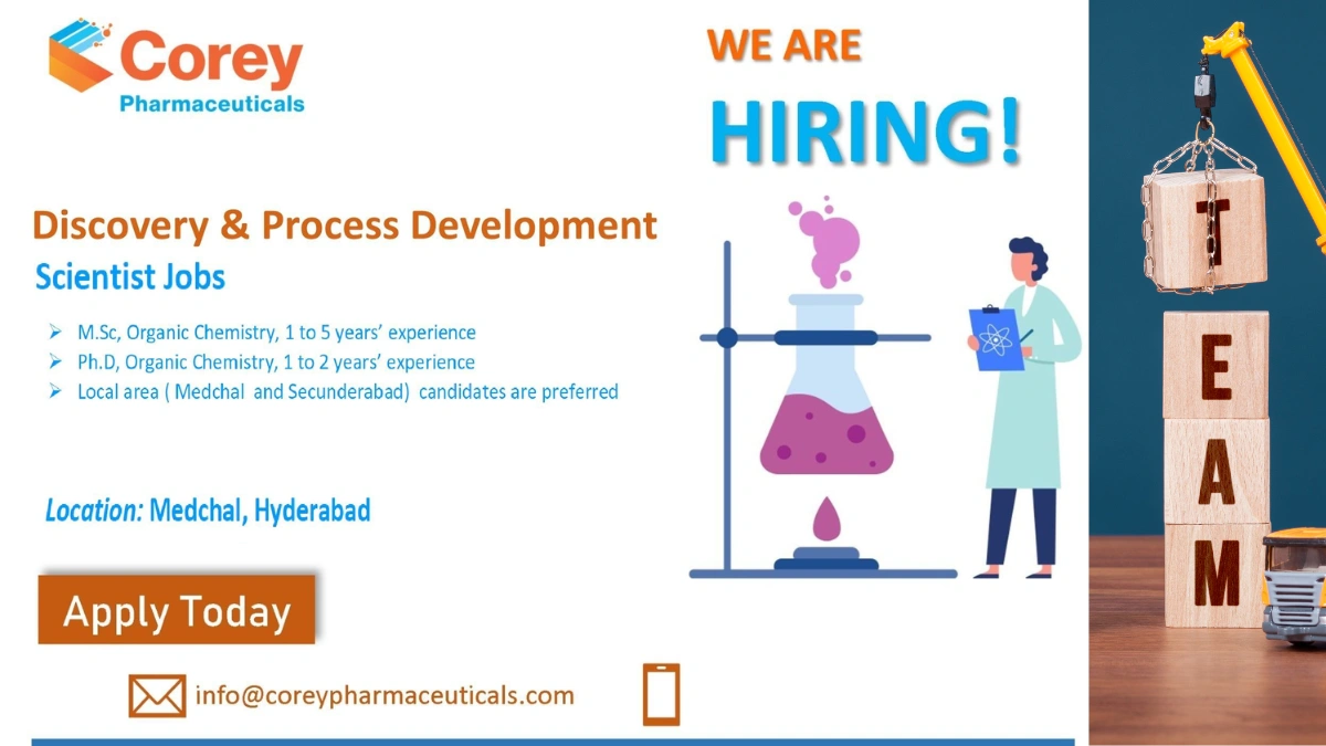 Corey Pharmaceuticals - Hiring for Scientist (Discovery & Process Development)