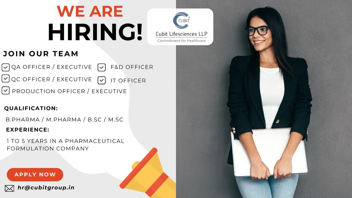 Cubit Lifesciences - Job Openings for QA Officer, Executive, IT Officer, QA and Production (1-5 Years Exp.)