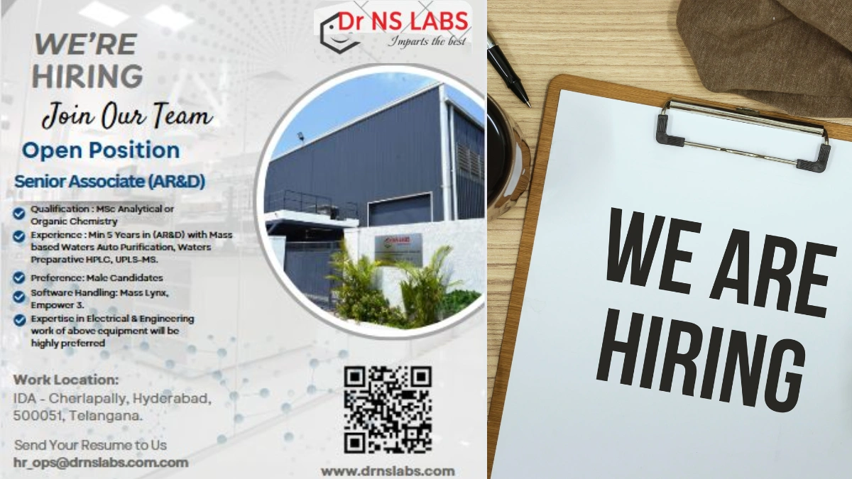Dr. NS LabsIs Actively Hiring for Senior Associate (AR&D)