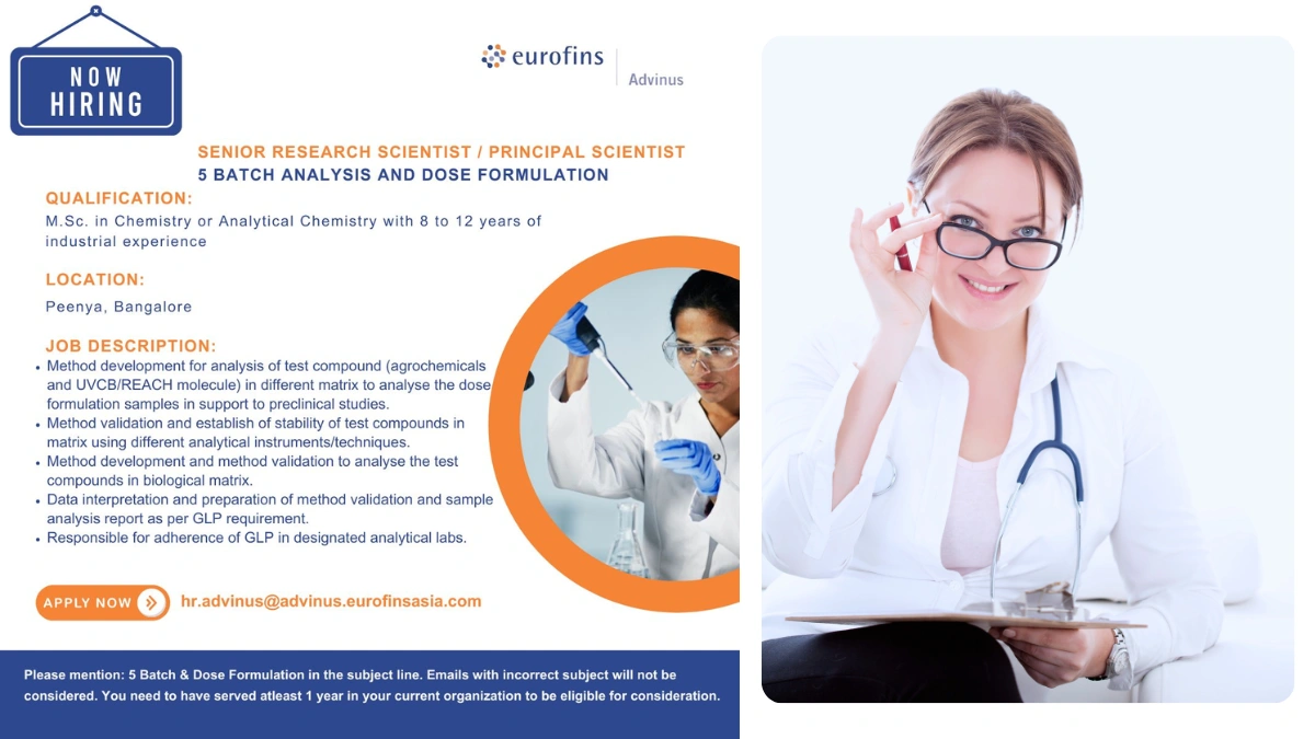 Eurofins Advinus - Hiring for Senior Research Scientist and Principal Scientist
