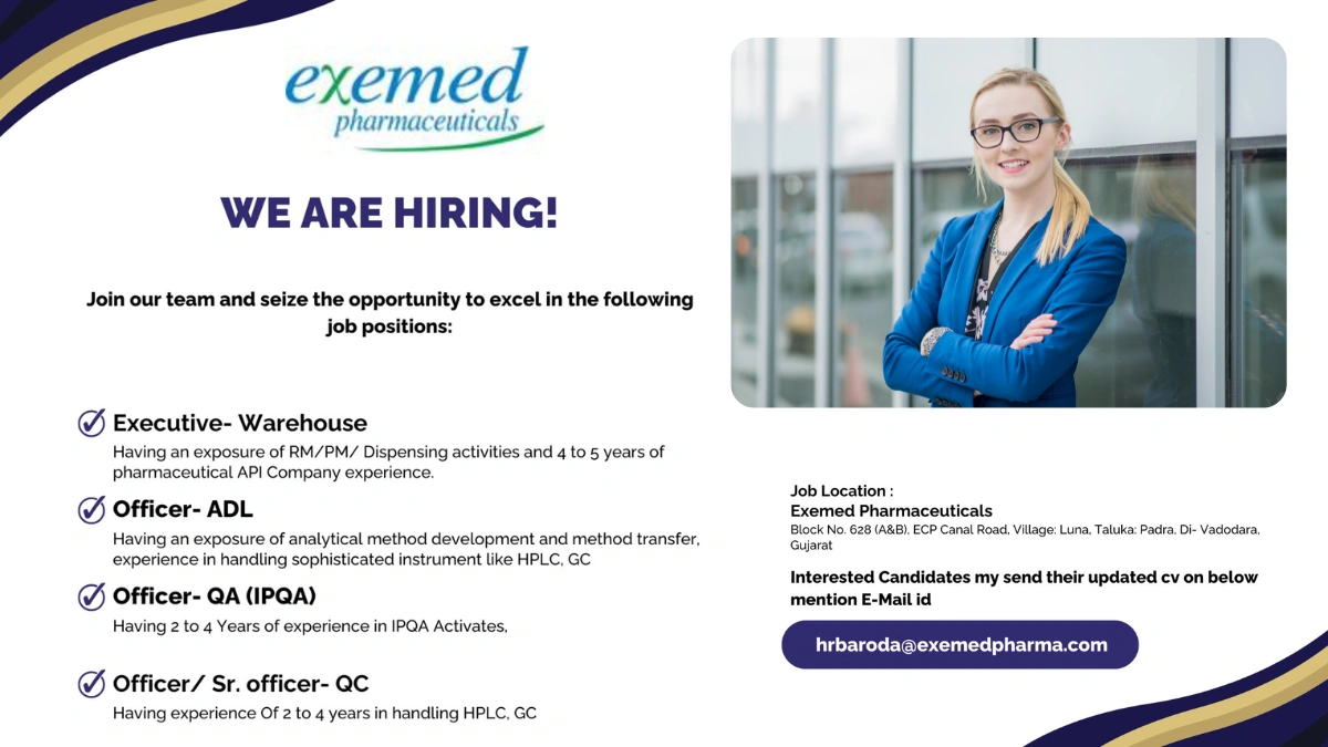 Exemed Pharmaceuticals - Job Openings for Warehouse