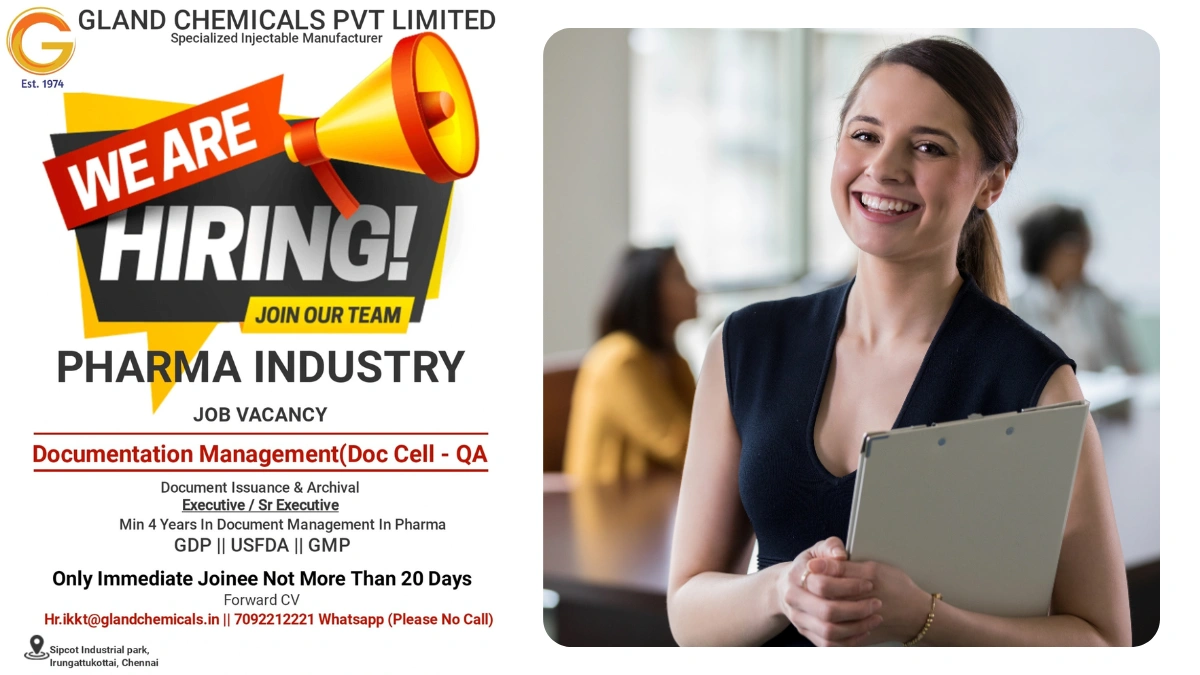 Gland Chemicals Pvt Limited Hiring for Documentation Management Executive