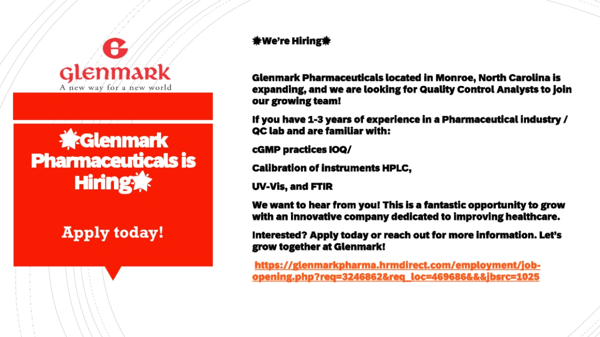 Glenmark Hiring