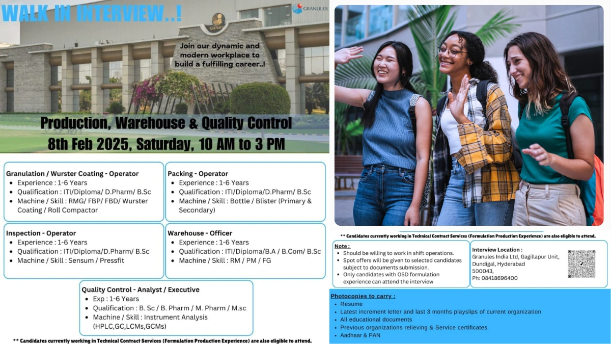 Granules India Ltd - Walk in Interview