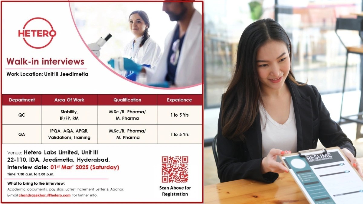 HETERO - Walk-in Interviews for QC & QA - Hyderabad