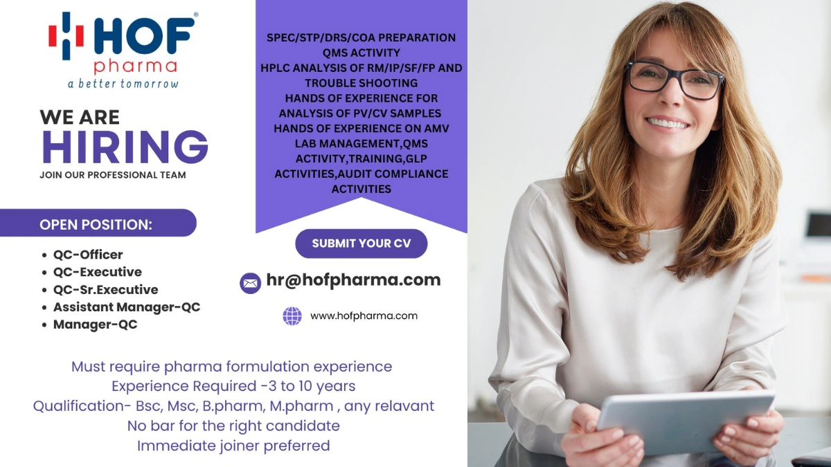 HOF Pharma - Hiring for QC Officer