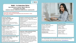 Ipca Laboratories Limited Walk in Interview for Multiple Positions - Silvassa