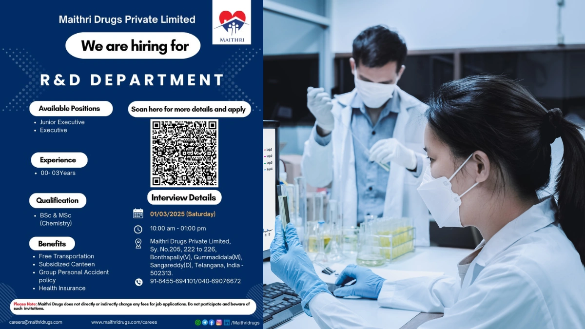 Maithri Drugs Private Limited – Hiring for R&D Department
