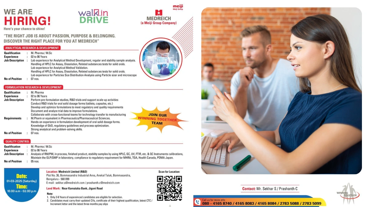 Medreich - Walk in Interview for Quality Control and Analytical Research & Development