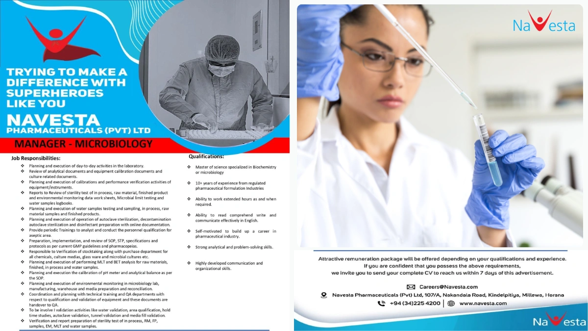 Navesta Pharmaceuticals Hiring Manager - Microbiology