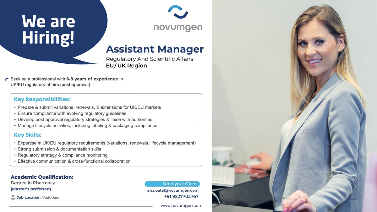 Novumgen Hiring Assistant Manager - Regulatory and Scientific Affairs
