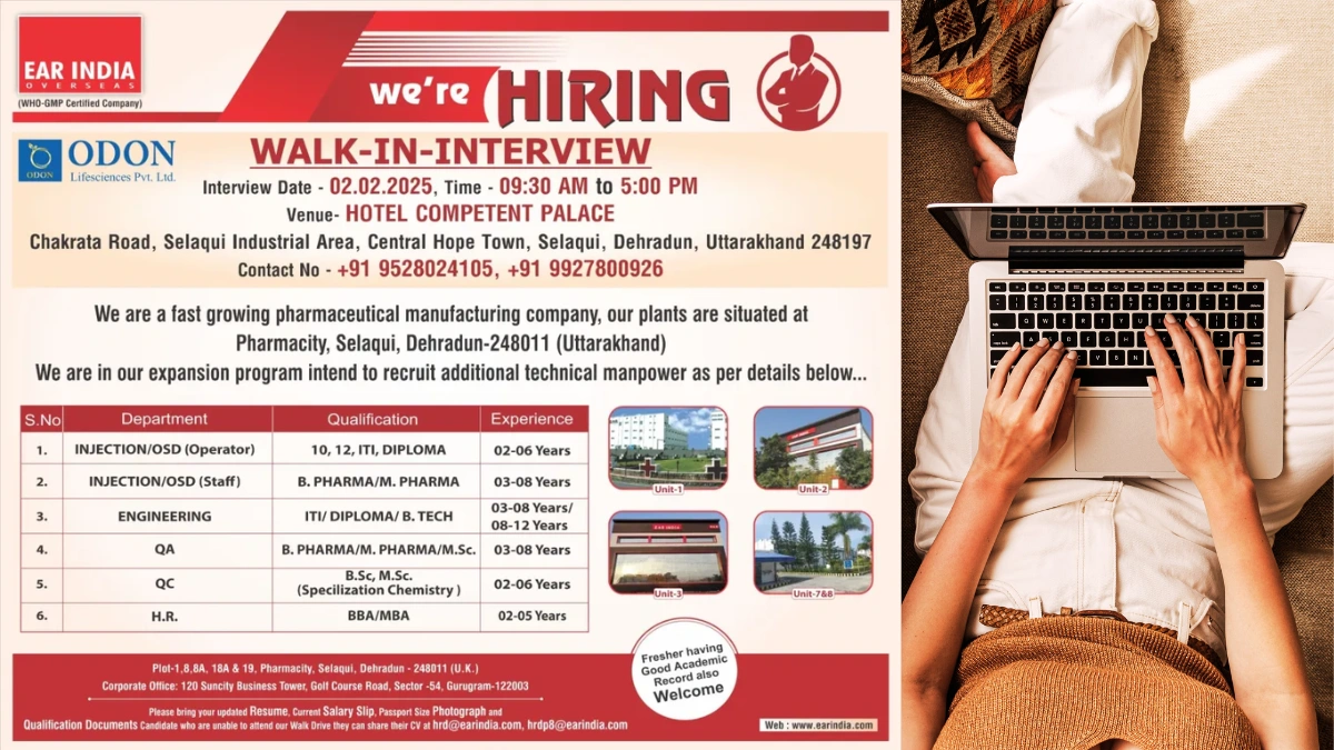 ODON Lifesciences (EAR India) Walk-In Interviews