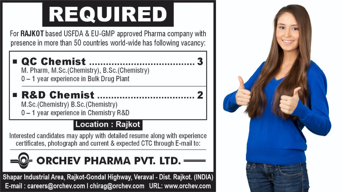 ORCHEV PHARMA Hiring Freshers