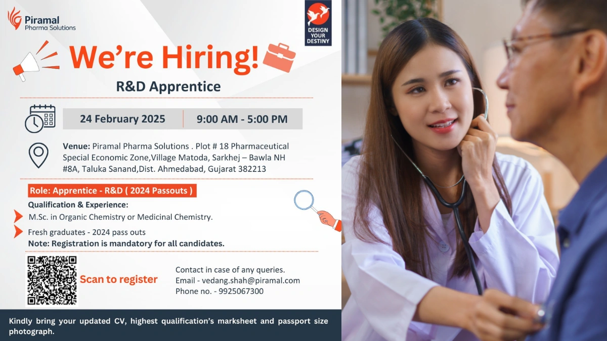 Piramal Pharma Solutions Is Hiring an R&D Apprentice on 24th Feb