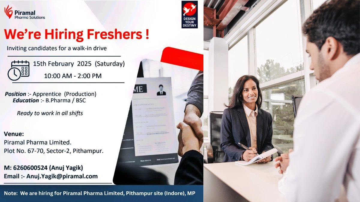 Piramal Pharma Solutions – Walk-In Drive for Freshers!