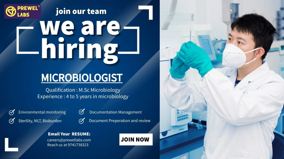 Prewel Labs - Urgent Hiring for Microbiologist with 4-5 Years Exp.