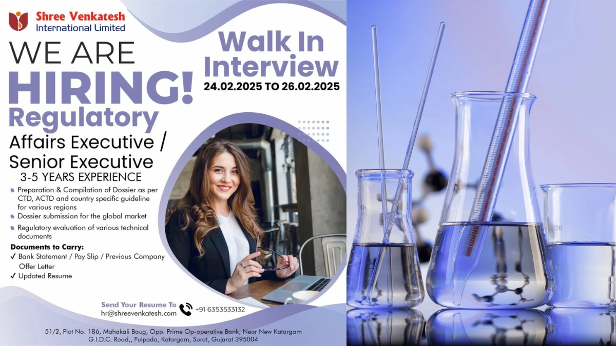 Shree Venkatesh International Limited - Walk in Interview for Regulatory Affairs Executive