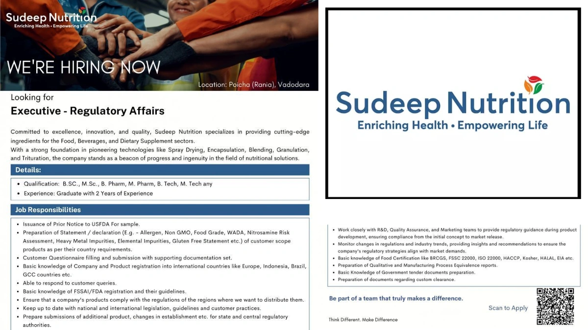 Sudeep Nutrition Hiring Notification
