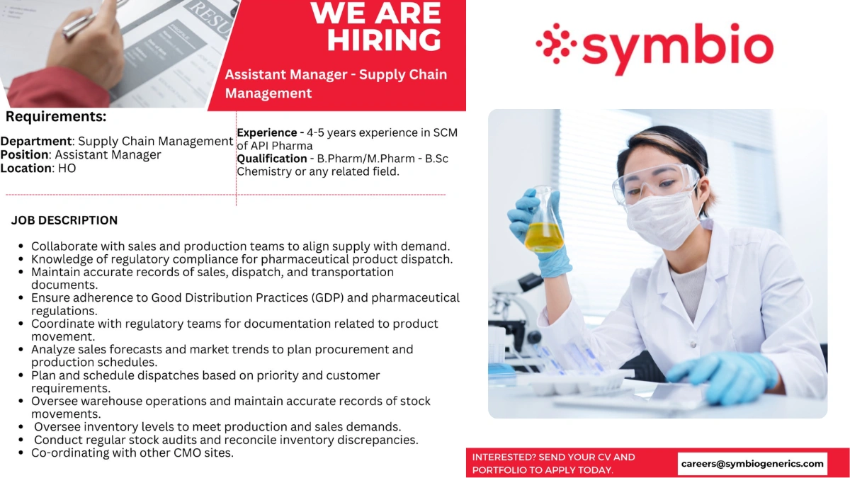 Symbio - Hiring for Assistant Manager - Supply Chain Management