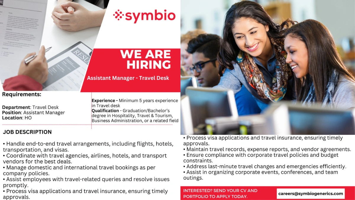 Symbio - Job Opening for Assistant Manager - Travel Desk
