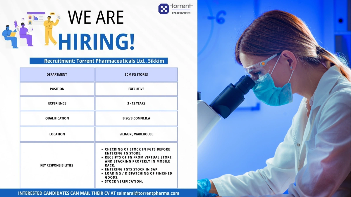 Torrent Pharmaceuticals Ltd Hiring Executive for SCM FG Stores (3-13 Years Exp.)