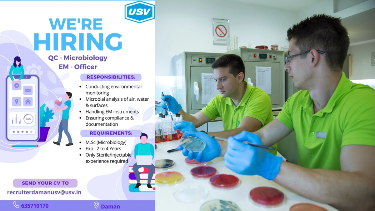 USV Hiring Alert - Urgent Job Openings for QC Microbiology (Environmental Monitoring) Officer