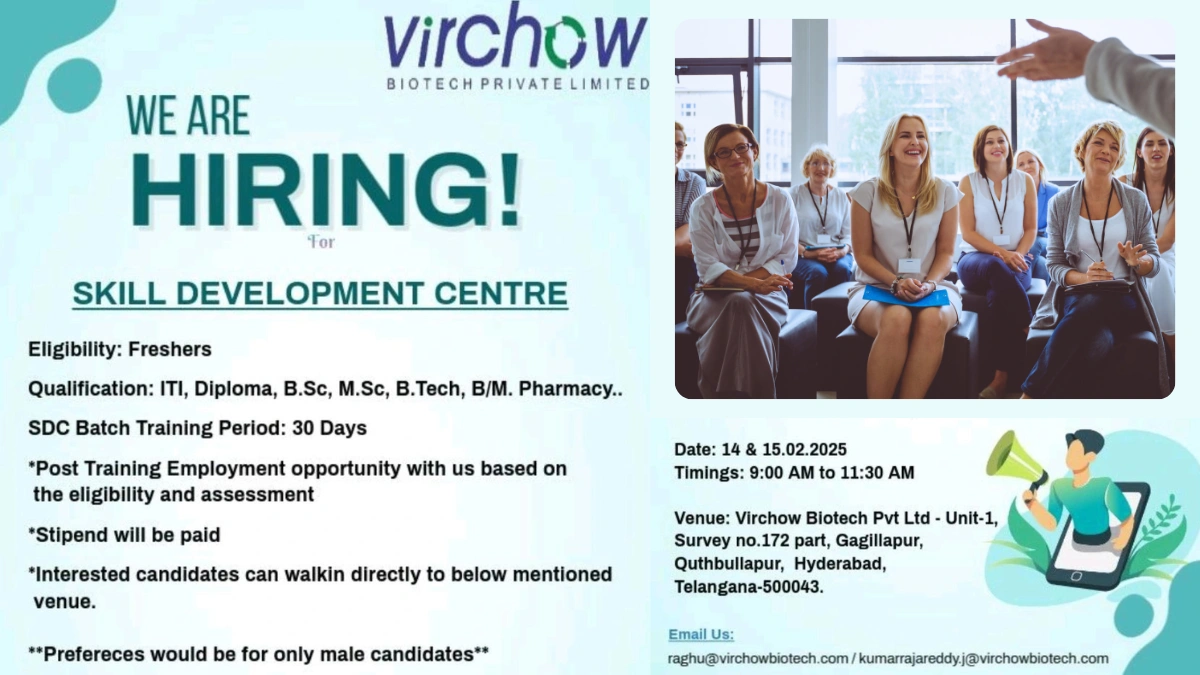 Virchow Biotech Pvt Ltd - Hiring Freshers for Skill Development Centre