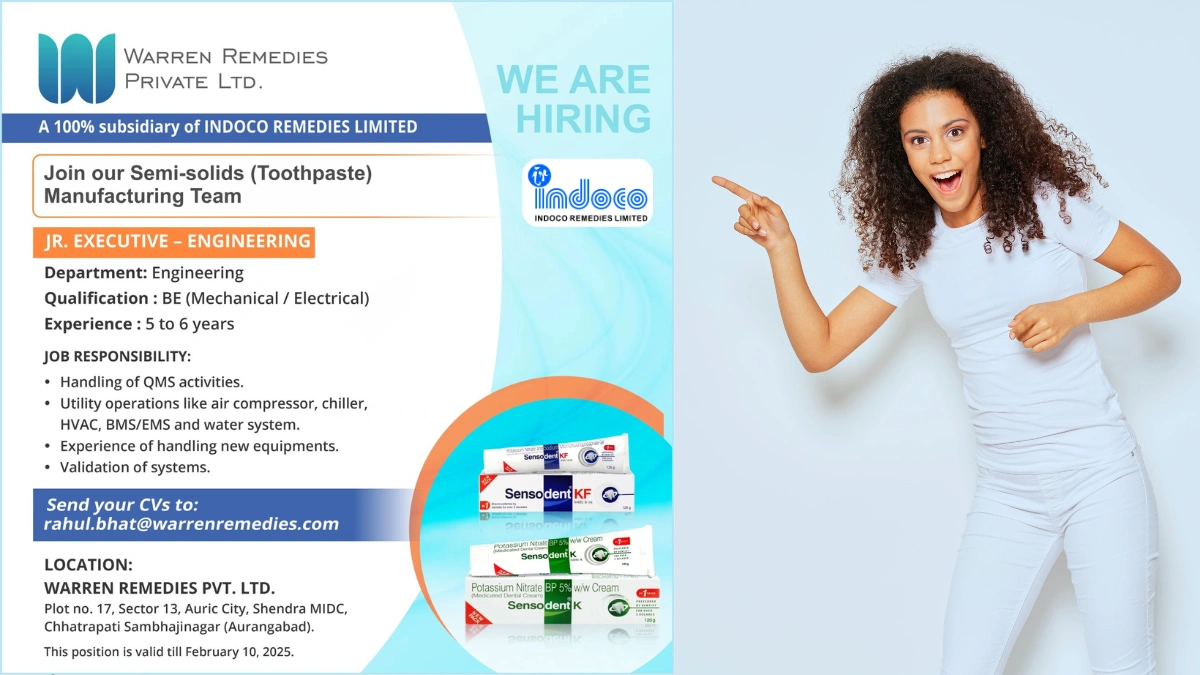 Warren Remedies - Hiring Jr. Executive - Engineering (5-6 Years Exp.)