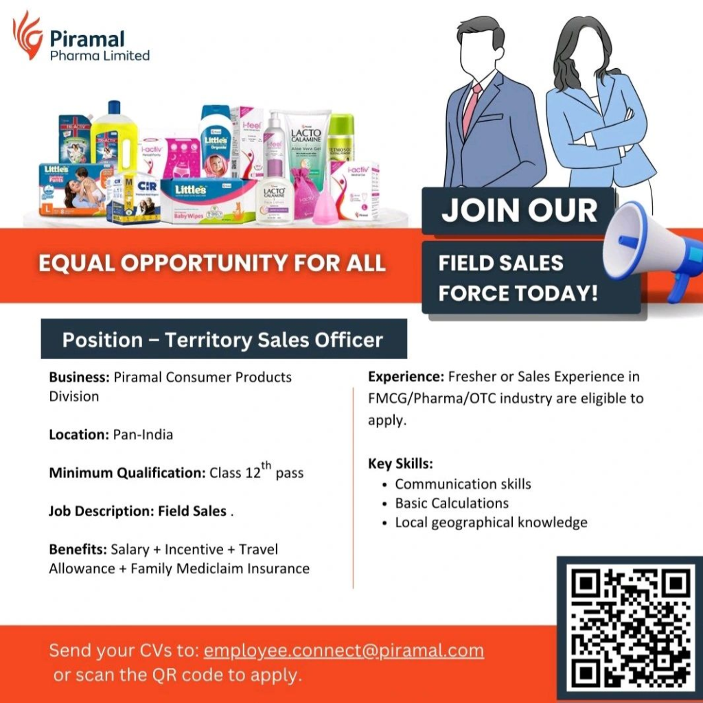 Piramal Pharma Limited - Hiring for Territory Sales Officer 