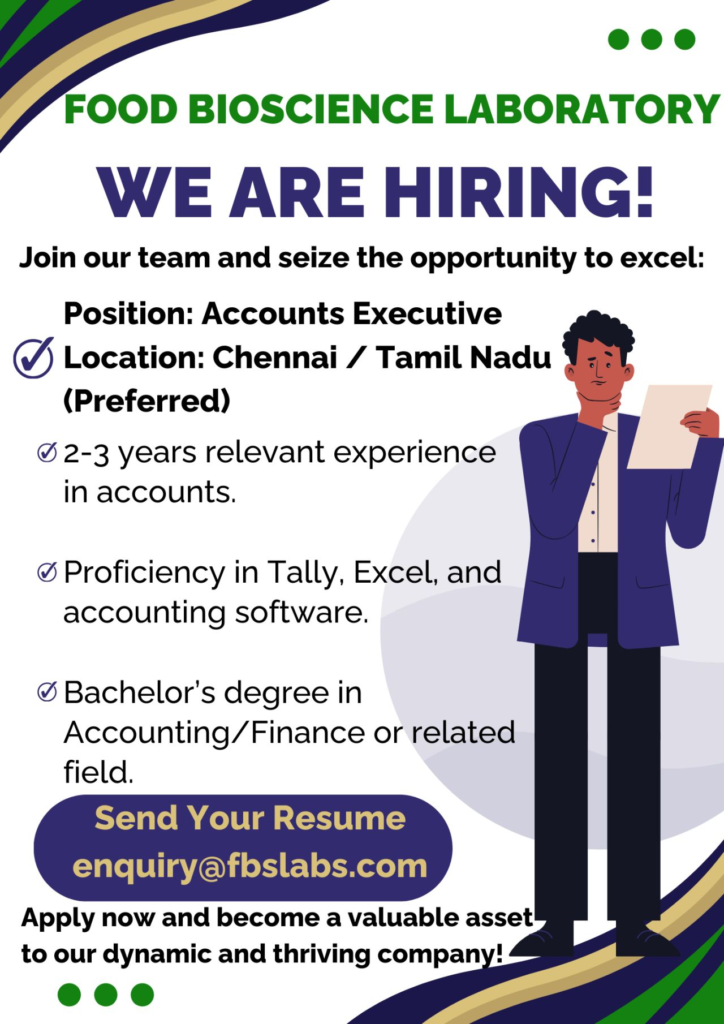 Food Bioscience Laboratory - Hiring Accounts Executive