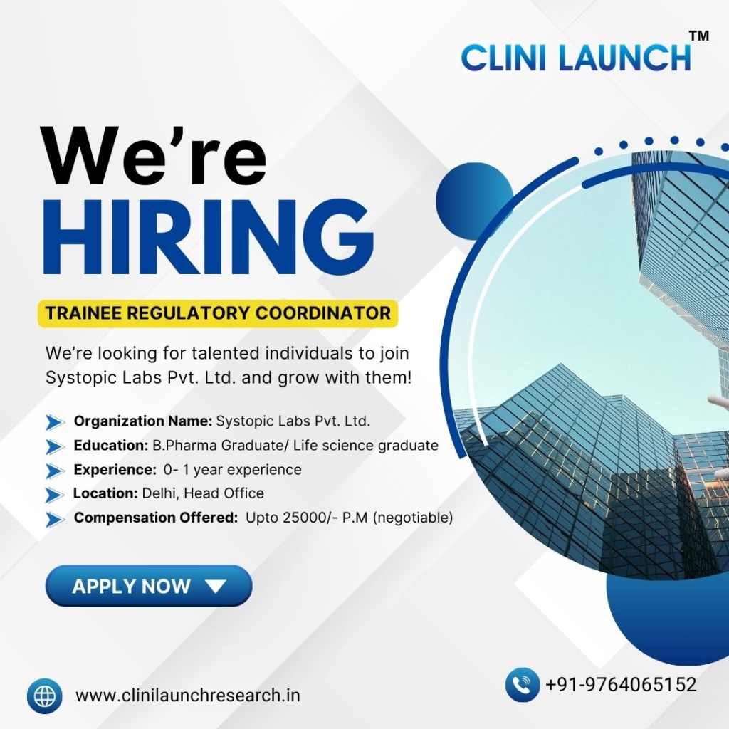 TM Clini Launch - Hiring Trainee Regulatory Coordinator
