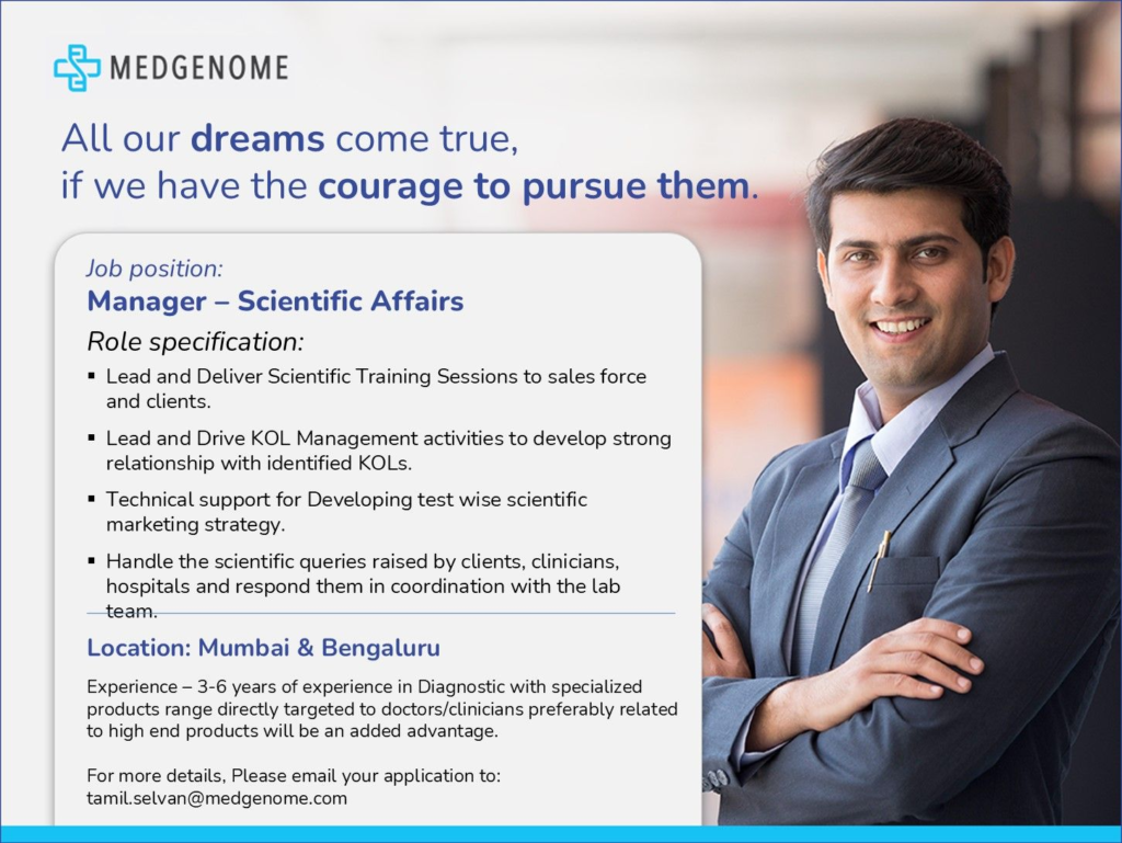 MedGenome Is Hiring for Manager - Scientific Affairs
