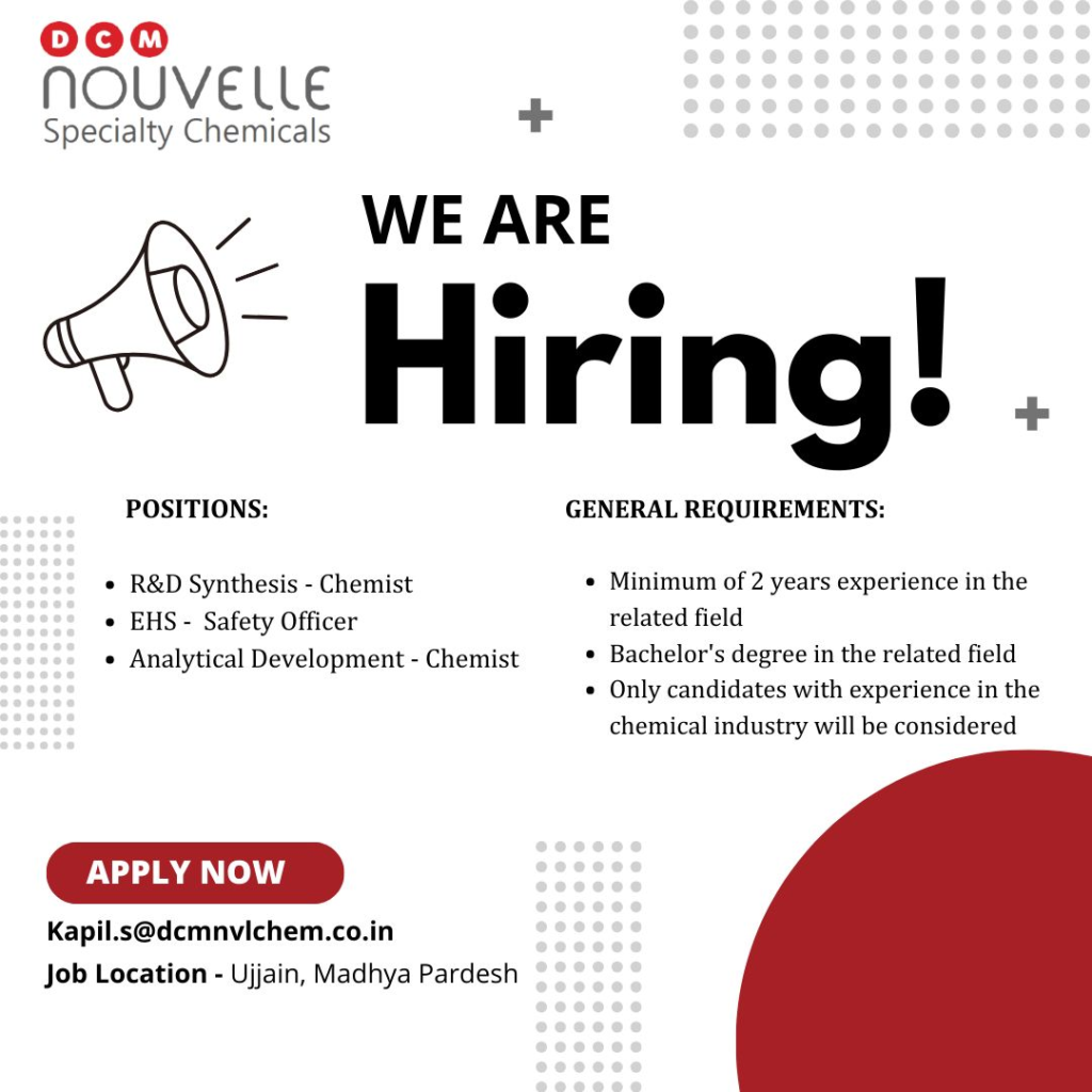 DCM NOUVELLE Specialty Chemicals - Hiring