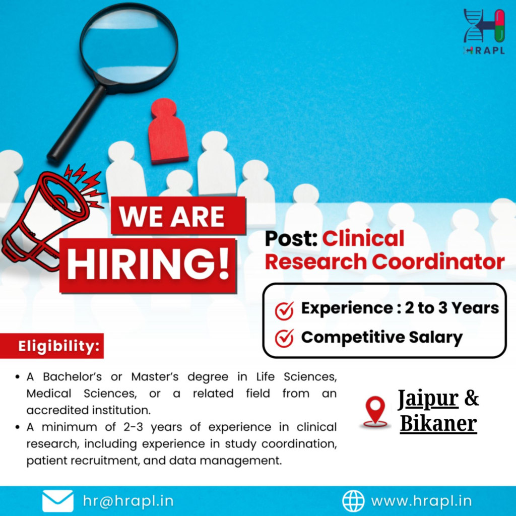 HRAPL Is Actively Hiring for Clinical Research Coordinator