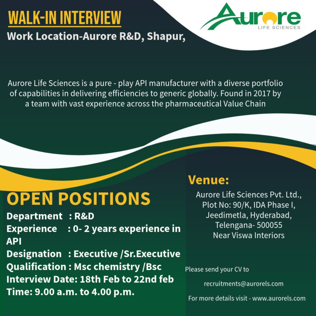 Aurore Life Sciences - Open Positions