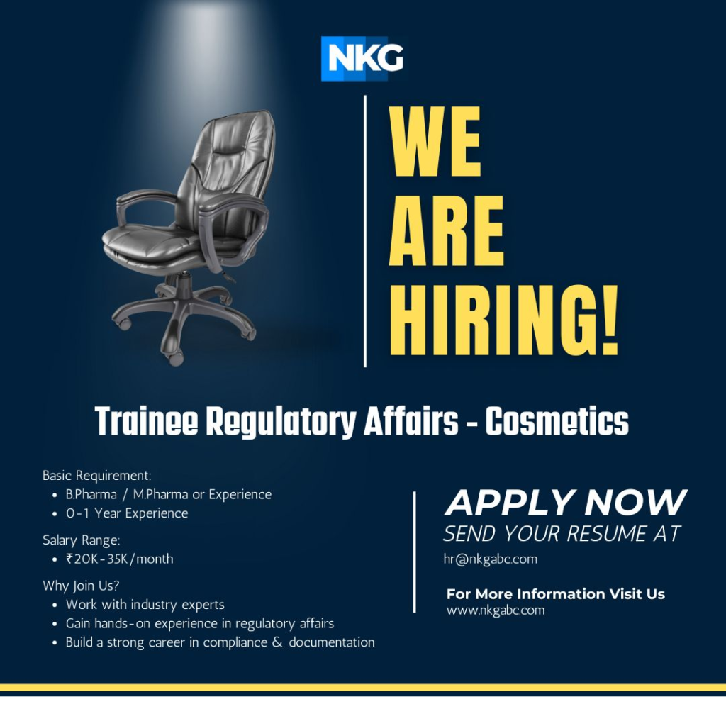 NKG - Hiring Trainee Regulatory Affairs (0-1 Year Exp.)
