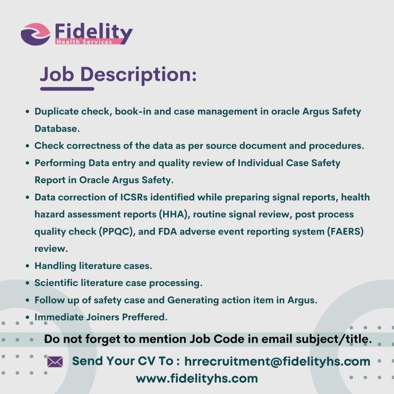 Fidelity Health Services - Hiring for Drug Safety Executive