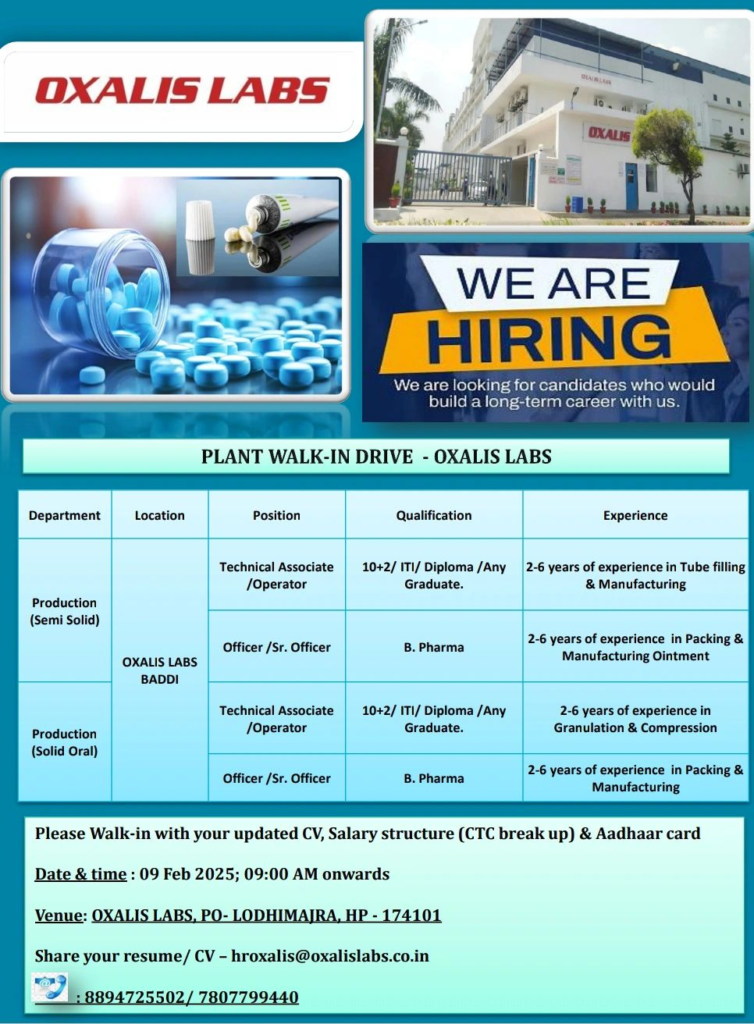 OXALIS LABS – Walk in Drive for Multiple Positions
