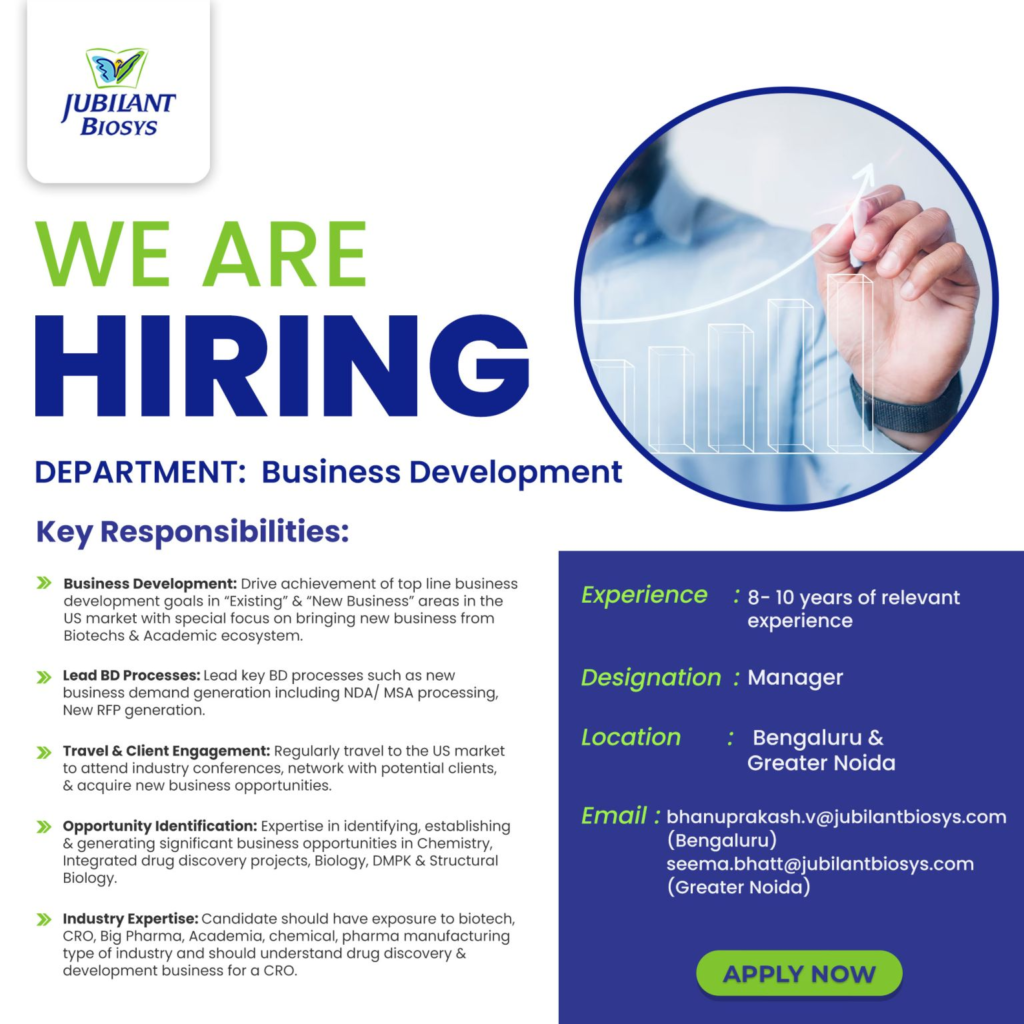 Jubilant Biosys - Job Openings for Business Development in Bengaluru
