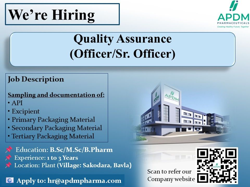 APDM Pharmaceuticals Hiring QA