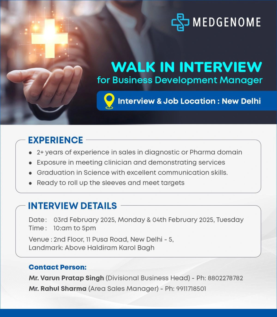 MedGenome - Walk-in Interview for Business Development Manager