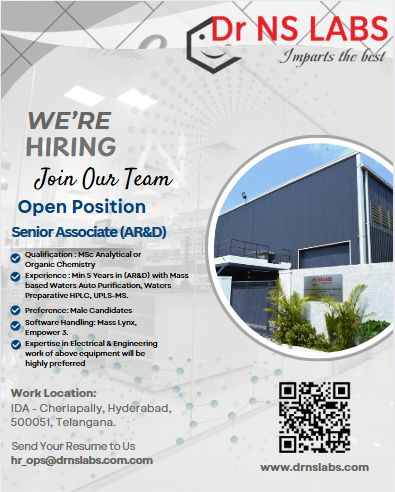 Dr. NS LabsIs Actively Hiring for Senior Associate (AR&D)