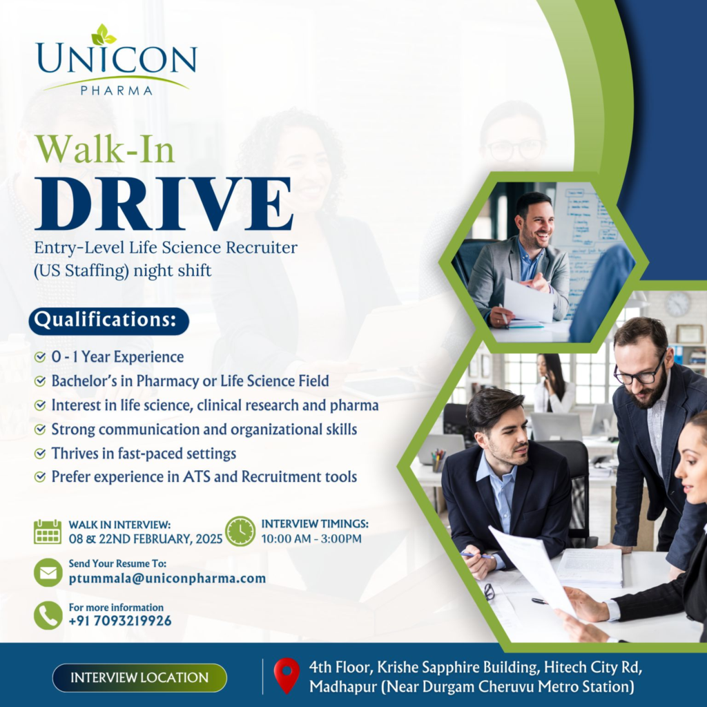 UNICON PHARMA - Walk-In Drive for Freshers
