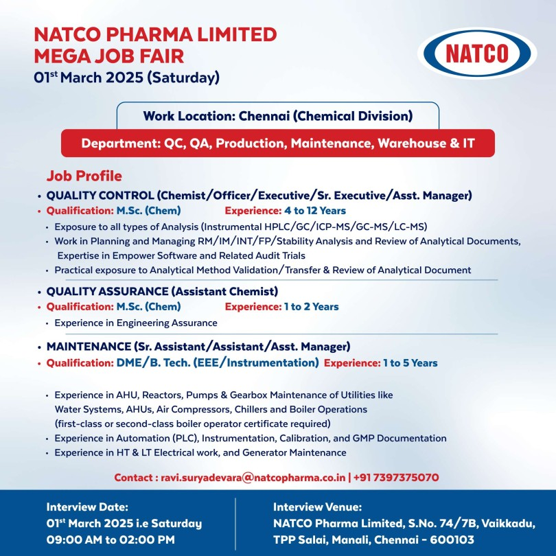 Natco Pharma Mega Job Fair