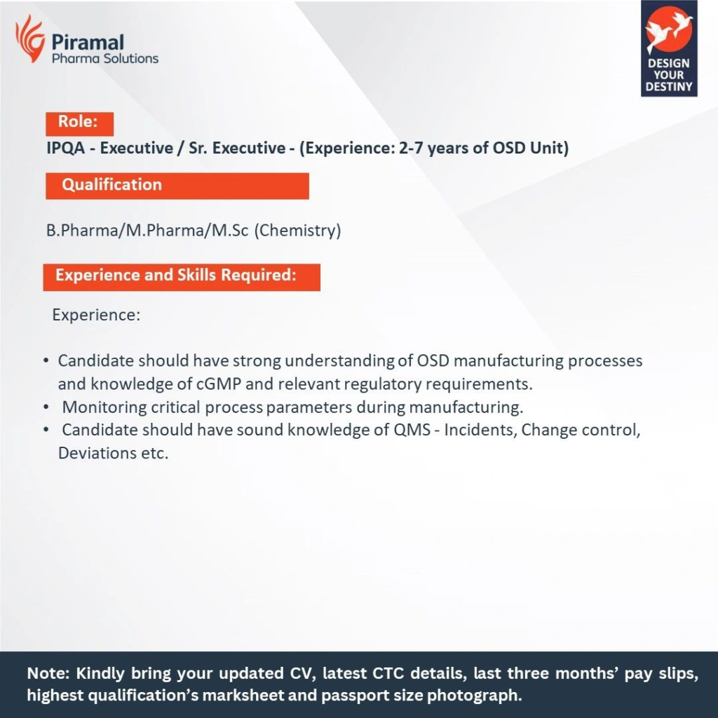 Piramal Pharma Solutions – Walk-in Drive 2