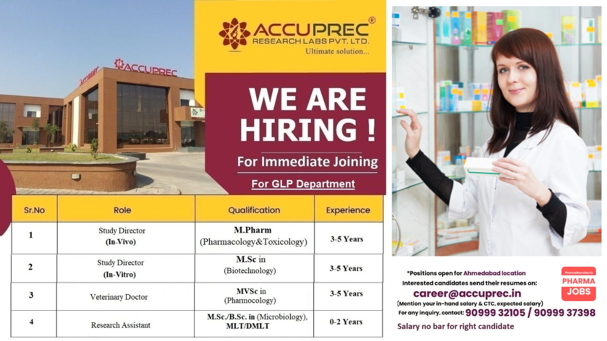 Accuprec Research Labs Pvt. Ltd. – Hiring Freshers and Experienced for GLP Department Roles