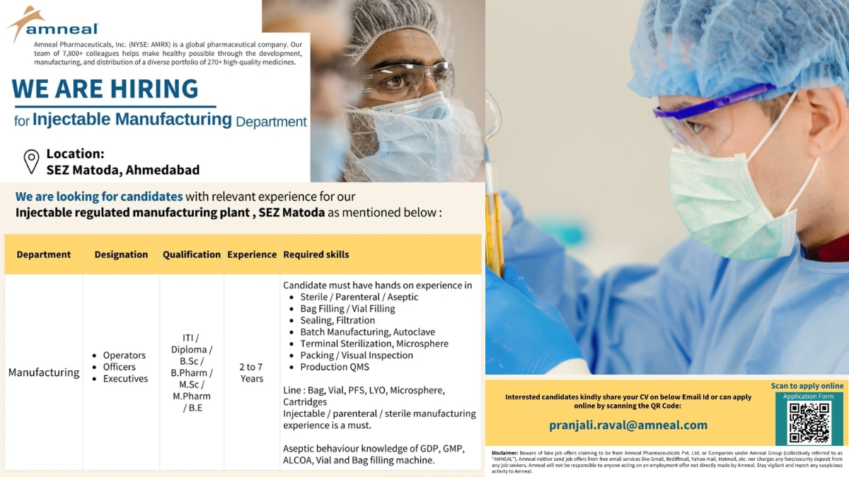 Amneal Pharmaceuticals – Join Our Injectable Manufacturing Team
