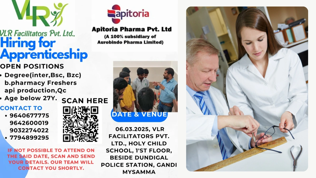 Apitoria Pharma Walk-In Drive for Freshers for Apprentice Trainee