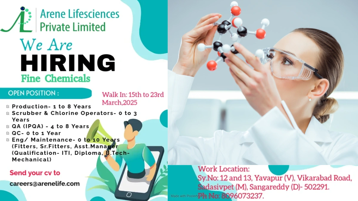 Arene Lifesciences Limited – Walk-In Interviews for Freshers & Experienced Professionals