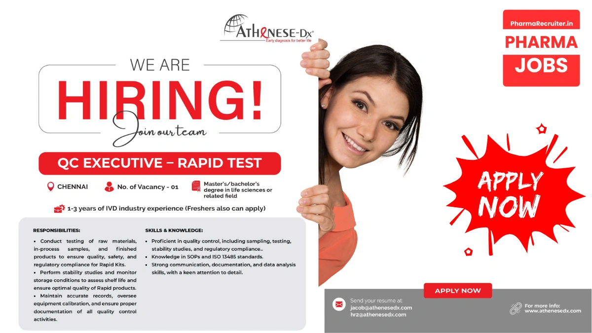 Athenese-DX Hiring for QC Executive for Rapid Test in Chennai!